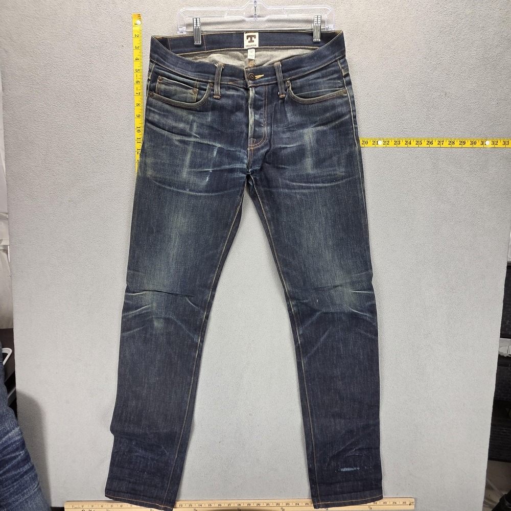 Tellason Jeans Mens 32x36 Blue Made in USA Whiskers Honeycomb White Oak Cone